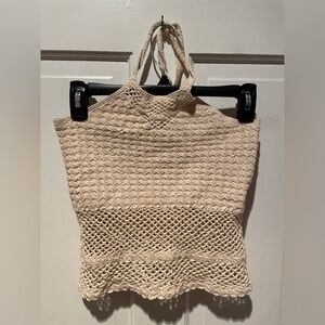Vintage Knitted Off-White Crop Tank